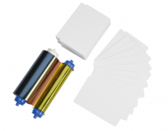 Picture of Zebra 105999-10L2 Media Kit - 400 PVC Cards w/ 2 Slots & YMCO Ribbon