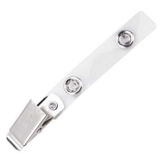 Picture of Pack of 100 - Clear Vinyl Badge Clip w/ Clothing-Friendly Clip - 2.75''