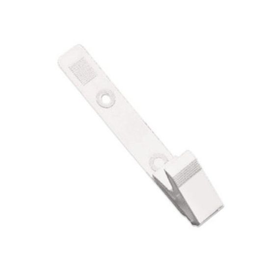 Picture of Pack of 100 - White Plastic Badge Clips w/ Knurled Thumb Grip - 3.125''