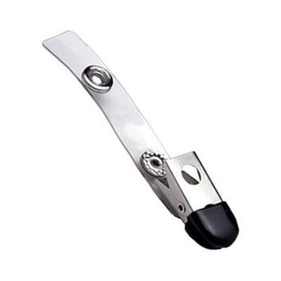 Picture of Pack of 100 - Clear Vinyl 1-Hole Badge Clips w/ Black Rubber Tip - 2.75''