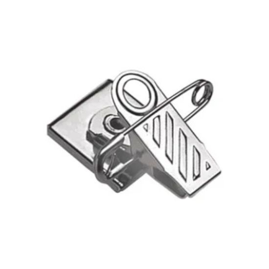 Picture of Pack of 100 - Adhesive 1-Hole Ribbed Badge Clips w/ Safety Pin - 1''