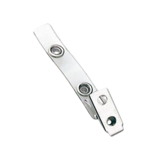 Picture of Pack of 100 - Clear Vinyl 2-Hole Badge Clips w/ Large Snaps - 2.75''