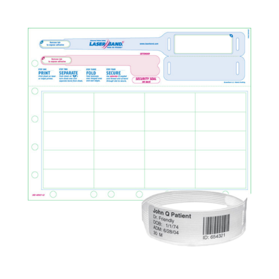 Picture of LaserBand2 LB2-ADULT-L2 Adult Wristband wit 20 Labels (1000 Sheets)