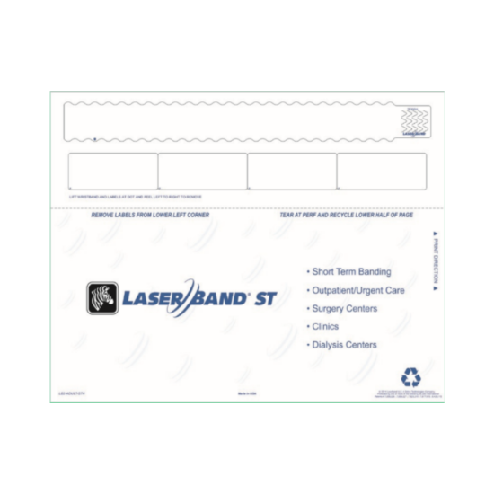 Picture of LaserBand2 LB2-ADULT-ST4 Short Term/Outpatient Wristband with 4 Labels