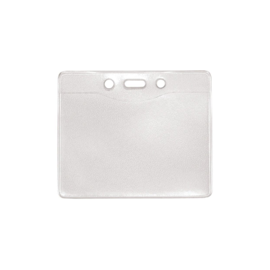Picture of Pack of 100 - Clear Vinyl Horizontal Badge Holder with Slot and Chain Holes, 3.3" x 2.5"
