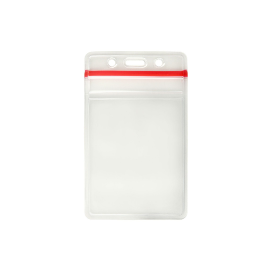 Picture of Pack of 100 - Clear Vinyl Vertical Badge Holder with Resealable Top, 2.38" x 3.875"