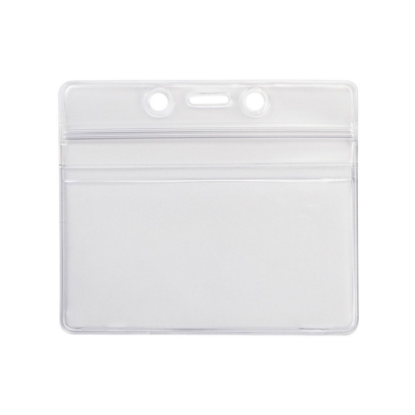 Picture of Pack of 100 - Clear Vinyl Horizontal Badge Holder with Zip Closure, 3.63" x 2.5"