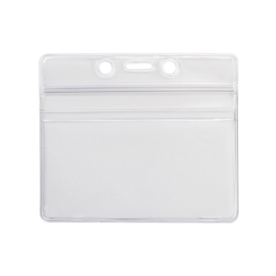 Picture of Pack of 100 - Clear Vinyl Horizontal Badge Holder with Zip Closure, 3.63" x 2.5"