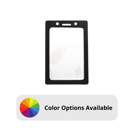 Picture of Pack of 100 - Clear Vinyl Vertical Badge Holder with Color Frame, 2.25" x 3.44"