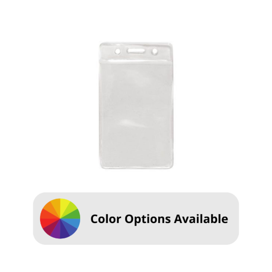 Picture of Pack of 100 - Clear Vinyl Vertical Badge Holder with Color Bar, 3.75" x 2.63"