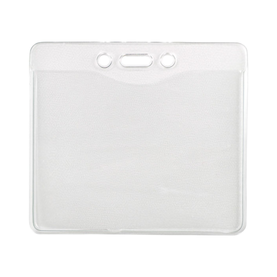 Picture of Pack of 100 - Clear Vinyl Horizontal Badge Holder with Slot and Chain Holes, 4" x 3.17"