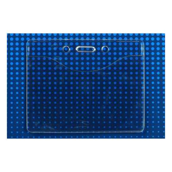 Picture of Pack of 100 - Premium Vinyl Horizontal Badge Holder with Slot and Chain Holes, 3.38" x 2.38"