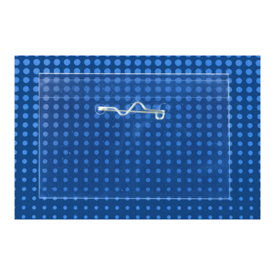 Picture of Pack of 100 - Clear Rigid Vinyl Horizontal Name Tag Holder with Nickel-Plated Steel Pin 3.5" x 2.13"