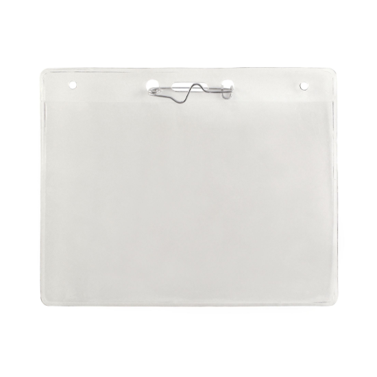 Picture of Pack of 100 - Clear Vinyl Horizontal Badge Holder with Pin 4.12" x 3.18"