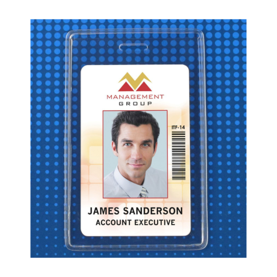Picture of Pack of 100 - Heavy-Duty Vinyl Vertical Proximity Card Holder, 2.38" x 3.75"