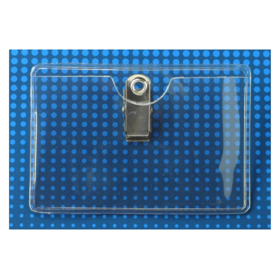 Picture of Pack of 100 - Premium Vinyl Horizontal Anti-Print Transfer Clip-on Badge Holder 3.4" x 2.25"