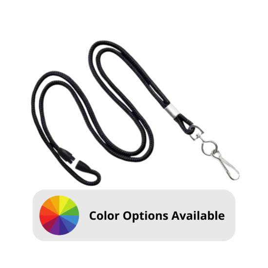 Picture of Pack of 100 - 1/8" Round Braid Lanyard with Breakaway and Swivel Hook
