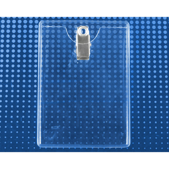 Picture of Pack of 100 - Premium Vinyl Vertical Clip-on Badge Holder, 2.75" x 3.87"
