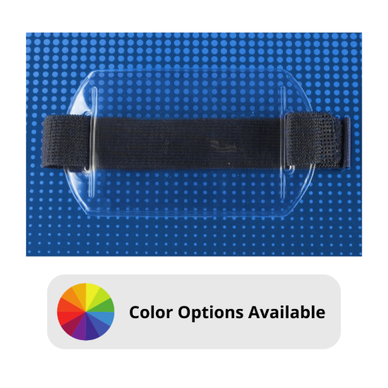 Picture of Pack of 25 - Clear Vinyl Horizontal Arm Band Badge Holder with Strap 3.375" x 2.375"