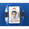 Picture of Pack of 25 - Clear Vinyl Vertical Arm Band Badge Holder with Navy Blue Strap 4.38" x 2.5"