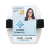 Picture of Pack of 25 - Clear Vinyl Vertical Arm Band Badge Holder with Blue Strap, 2.75" x 3.8"