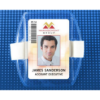 Picture of Pack of 25 - Clear Vinyl Vertical Arm Band Badge Holder with White Strap, 2.75" x 3.8"
