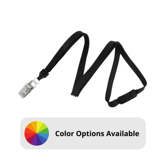 Picture of Pack of 100 - 3/8" Flat Braid Lanyard with Breakaway and Bulldog Clip