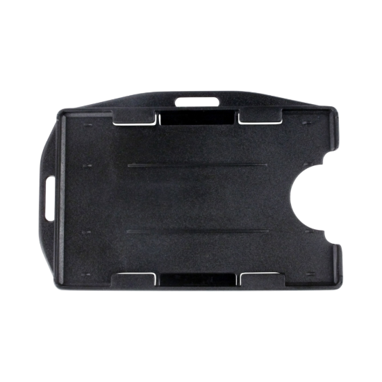 Picture of Pack of 50 - Black Rigid Plastic Horizontal and Vertical Open Face 2-Card Badge Holder