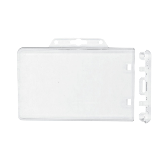 Picture of Pack of 50 - Clear Plastic Horizontal Permanent Locking Card Holder, 3.38" x 2.18"