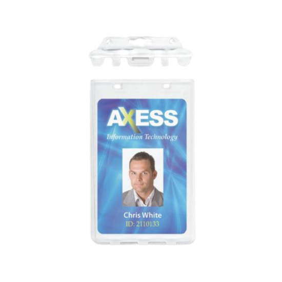 Picture of Pack of 50 - Clear Plastic Vertical Permanent Locking Card Holder, 2.125" x 3.375"