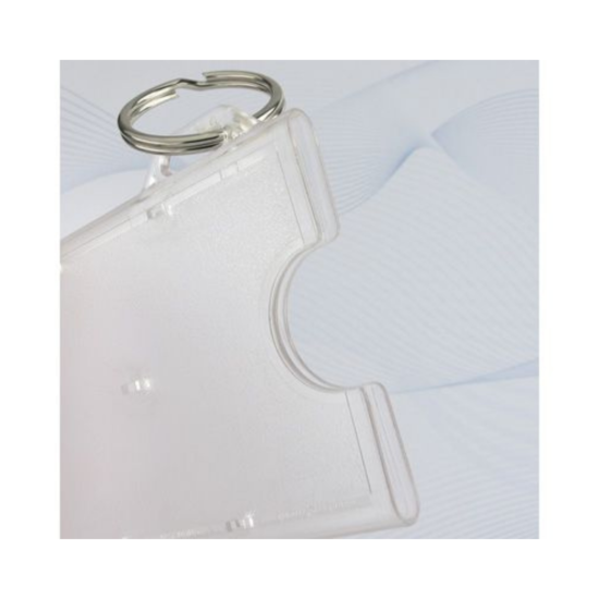 Picture of Pack of 50 - Frosted Rigid Plastic Horizontal 1-Card Holder with Slot and Key Ring 3.38 x 2.13"