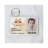 Picture of Pack of 50 - Frosted Rigid Plastic Horizontal 1-Card Holder with Slot and Key Ring 3.38 x 2.13"