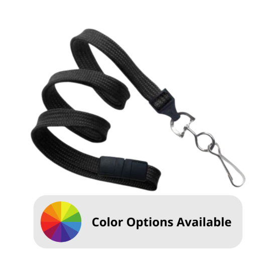 Picture of Pack of 100 - 3/8" Flat Braid Lanyard with Breakaway and Swivel Hook
