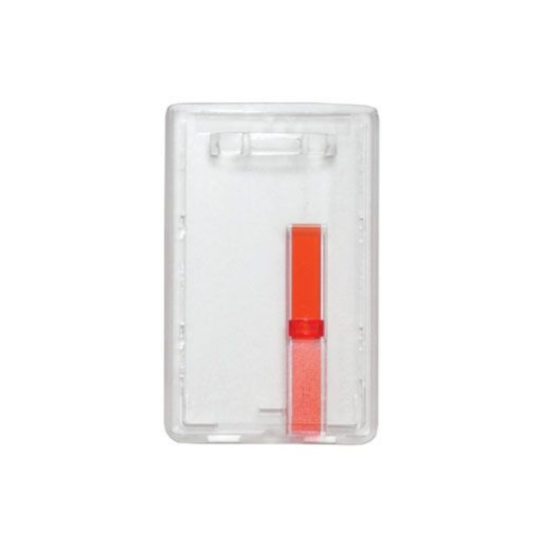 Picture of Pack of 50 - Frosted Rigid Plastic Vertical Card Dispenser with Red Slide Ejector 2.28" x 3.6"