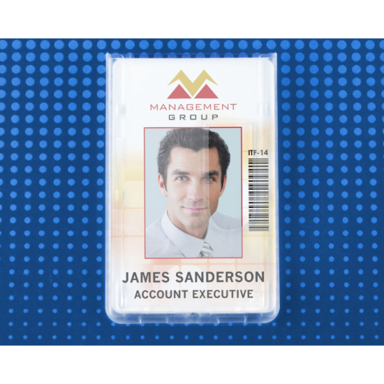 Picture of Pack of 50 - Frosted Rigid Poly Vertical 2-Access Card Badge Holder
