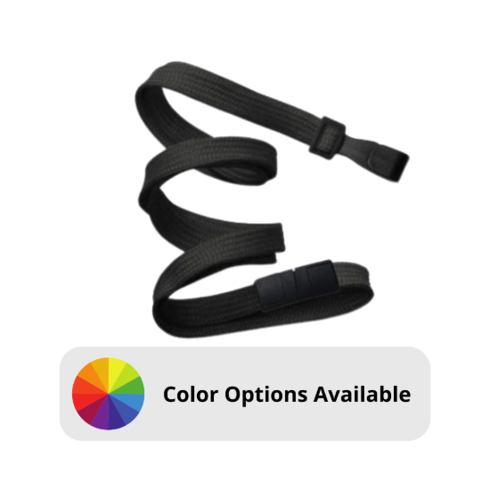 Picture of Pack of 100 - 3/8" Flat Braid Lanyard with Breakaway and Wide No-Swivel Plastic Hook