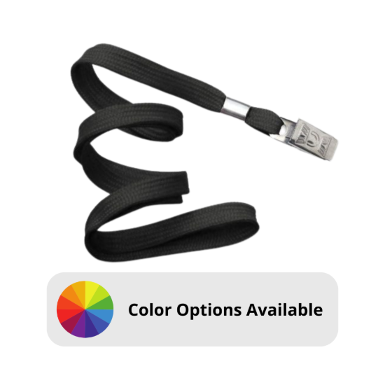 Picture of Pack of 100 - 3/8" Flat Braid Lanyard with Bulldog Clip