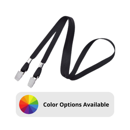 Picture of Pack of 100 - 3/8" Flat Open-Ended Lanyard with Two Bulldog Clips