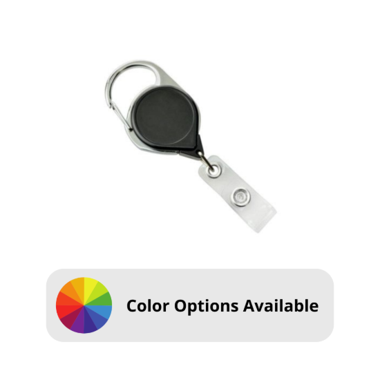 Picture of Pack of 50 - Badge Reel Carabiner with Belt Clip and Clear Strap