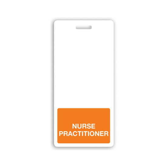 Picture of Pack of 25 - "NURSE PRACTITIONER" Vertical Badge Buddies, Orange