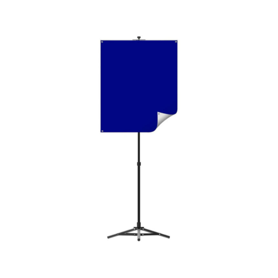 Picture of BadgePlus PPBSS-W/RB Reversible White/Royal Blue Photo ID Backdrop with Stand - 34" x 28"