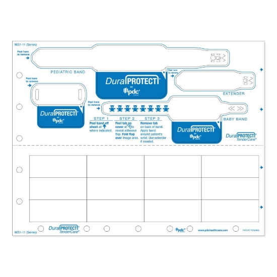 Picture of DuraProtect® Laser Patient ID Wristband Set, Pediatric & Infant, Tamper Evident, 1 Tag, 1 Extender, 12 Labels (1000 Sheets)
