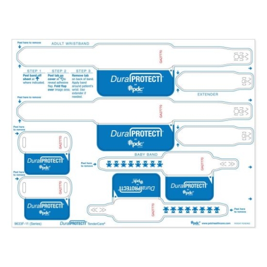 Picture of DuraProtect® Laser Patient ID Wristband Set, Mother/Father/Baby, Serialized, 1 Tag, 2 Extenders (500 Sheets)