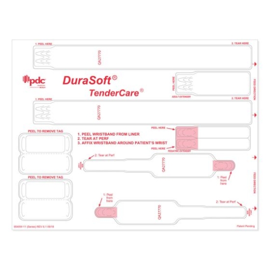 Picture of DuraSoft® TenderCare® Laser Patient ID Wristband/Label Set, Adult/Infant, Tamper Evident, Serialized (250 Sheets)