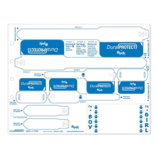 Picture of DuraProtect® Laser Patient ID Wristband Set, Mother/Father/Baby, 1 Crib Tag (500 Sheets)
