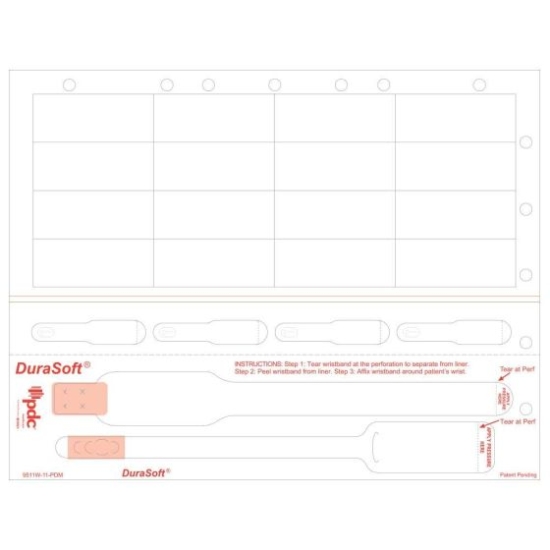 Picture of DuraSoft® TenderCare® Laser Patient ID Wristband/Label Set with Holes, Tamper Evident, Paper, Infant/Pediatric, 16 Labels (250 Sheet)