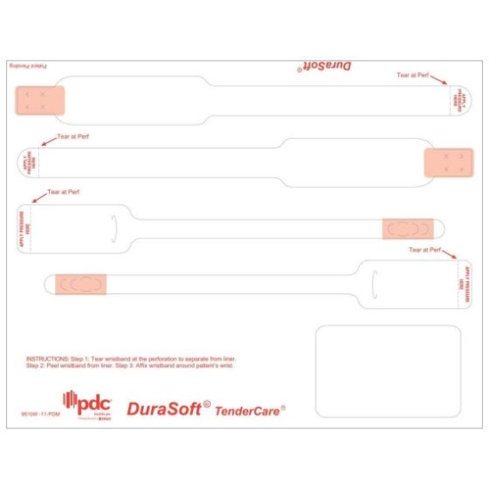 Picture of DuraSoft® TenderCare® Laser Patient ID Wristband/Label Set, Adult/Infant, Tamper Evident (250 Sheets)