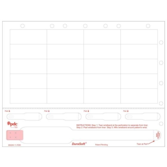 Picture of DuraSoft® Laser Patient ID Wristband/Label, Adult, Tamper Evident, 20 Labels (250 Sheets)