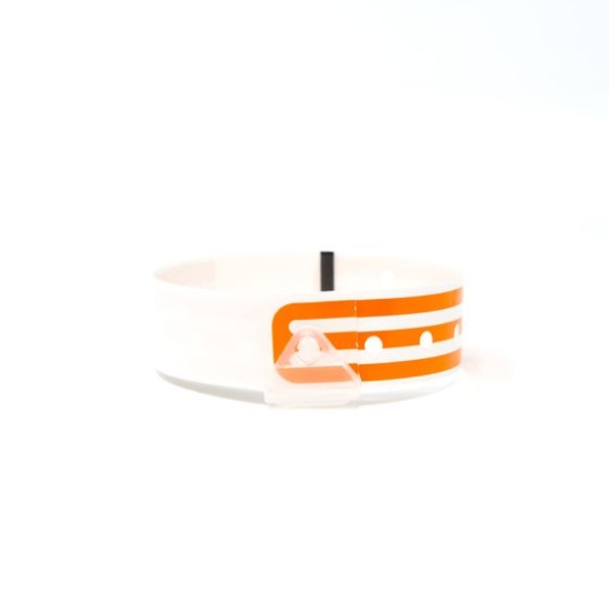 Picture of CompuBand® Soft Direct Thermal Patient ID Wristband, Adult/Pediatric, Snap Closure, 1-1/2" Core, 5.85" Outer Diameter, Orange