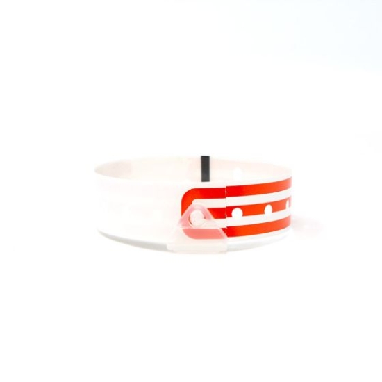 Picture of CompuBand® Soft Direct Thermal Patient ID Wristband, Adult/Pediatric, 1-1/2" Core, Red